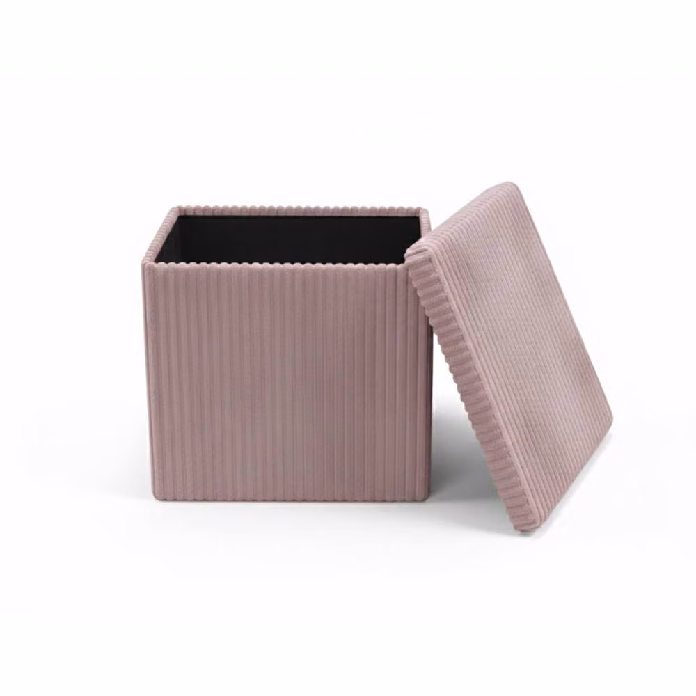 Snug City Pink Corduroy Square Storage Box with Lid, Small – 2