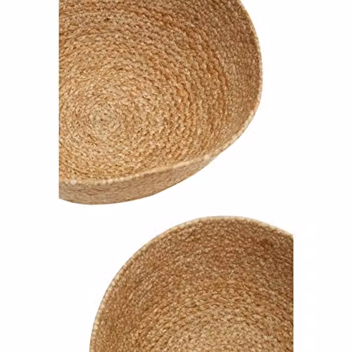 Premier Housewares Set of Three Open Weave Jute Baskets in Brown and Beige, W/D/H: 25 x 25 x 12 cm – 2