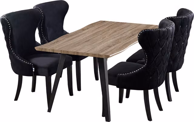 Mayfair Rocco Black Rectangular Wood and Metal Dining Set with 4 Chairs