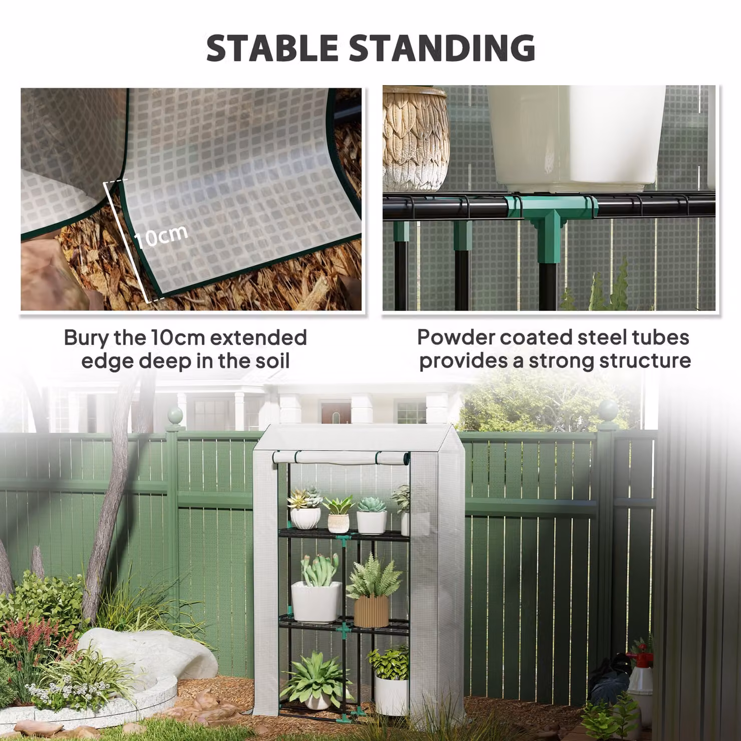 Outsunny White Three Shelf Steel Frame Greenhouse W/D/H: 40 x 40 x 150 cm – 6