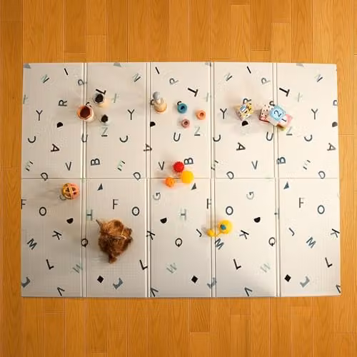 KandyToys White Foldable XPE Foam Baby Play Mat, W: 198 cm, D: 148 cm