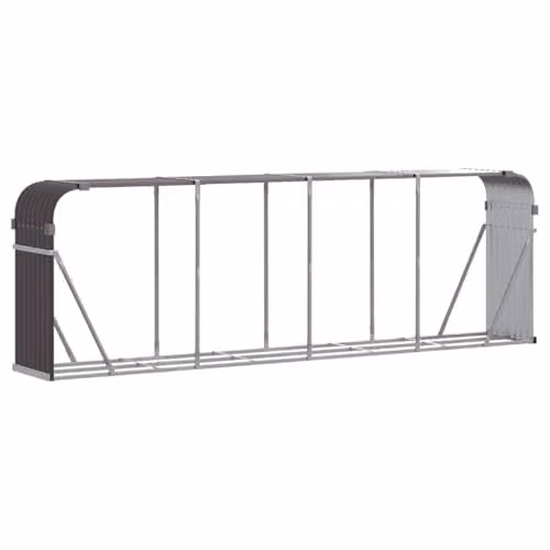 vidaXL Brown Galvanised Steel Log Holder W: 300 cm, D: 45 cm, H: 100 cm – 1