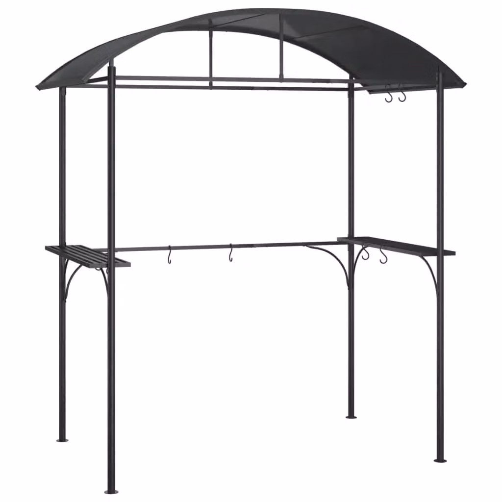 Berkfield Home Anthracite BBQ Gazebo with Side Shelves and Polycarbonate Roof, W/D/H: 220 x 115 x 230 cm
