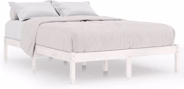 Berkfield Home Modern White Solid Pine Wood Double Bed Frame W: 135 cm, L: 190 cm
