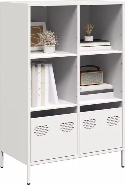 Berkfield Home White Steel Highboard, W/D/H: 68 x 39 x 103.5 cm