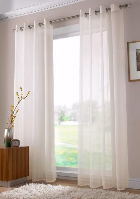 Terrys Plain White Single Voile Fabric Panel Curtain