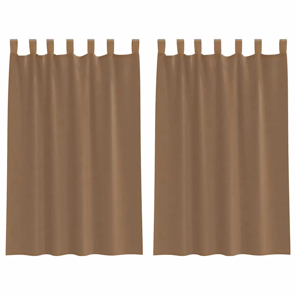 Berkfield Home Brown Transparent Voile Fabric Panel Curtains with Tabs, 2 Pack, W: 140 cm, H: 175 cm – 2