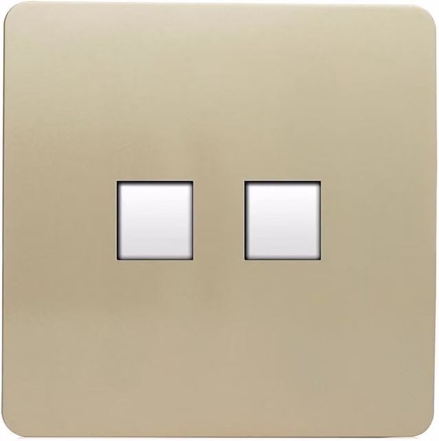 Trendi Switch 2 Gang RJ45 Cat 6 Ethernet Socket in Champagne Gold