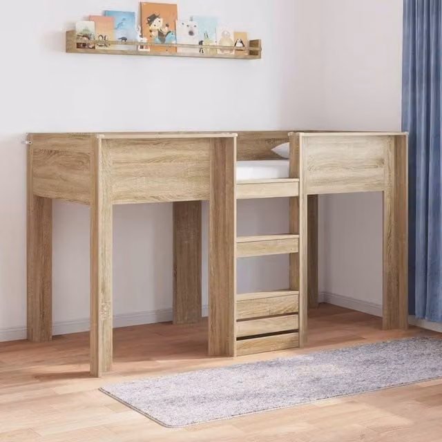 Berkfield Home Modern Two-Level Bunk Bed for Children in Sonoma Oak Brown, W: 75 cm, L: 190 cm