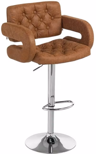 ERGOVEXA Luxe PU Leather Swivel Bar Stool with Armrests in Brown
