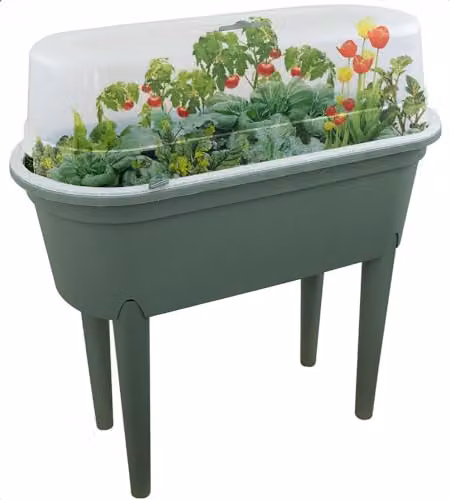 idooka Small Green Plastic Planter Propagation Station and Potting Bench for Indoor or Outdoor Use, W/D/H: 77 x 40 x 83 cm