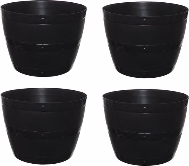 Whitefurze Black Barrel Planter Tub, Diameter: 34 cm