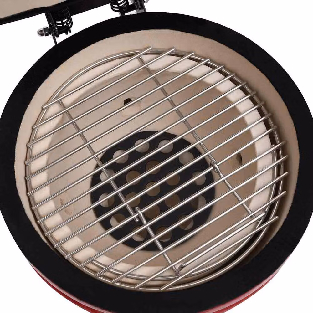 Berkfield Home 2-in-1 Kamado Ceramic Barbecue Grill and Smoker in Red, 56 cm – 3