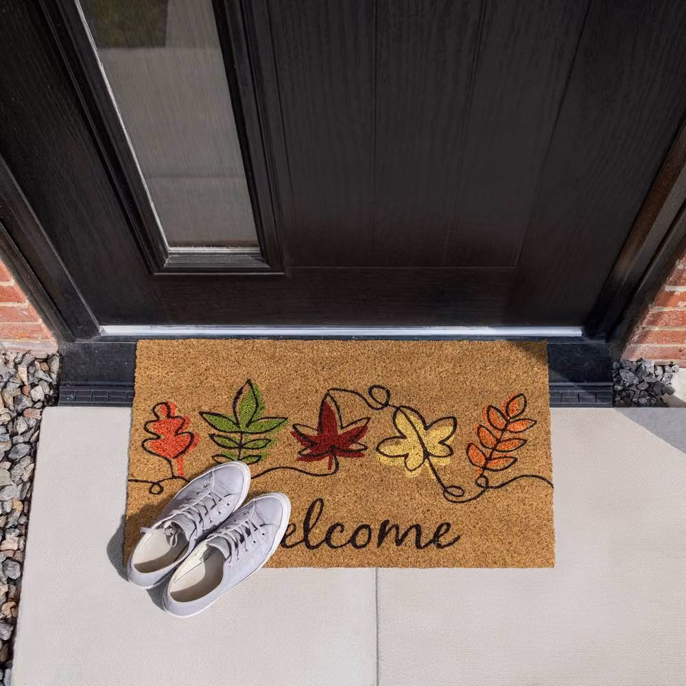 JVL Coir Doormat with PVC Backing, Floral Design in Brown and Multicolour, W: 40 cm, D: 60 cm – 5