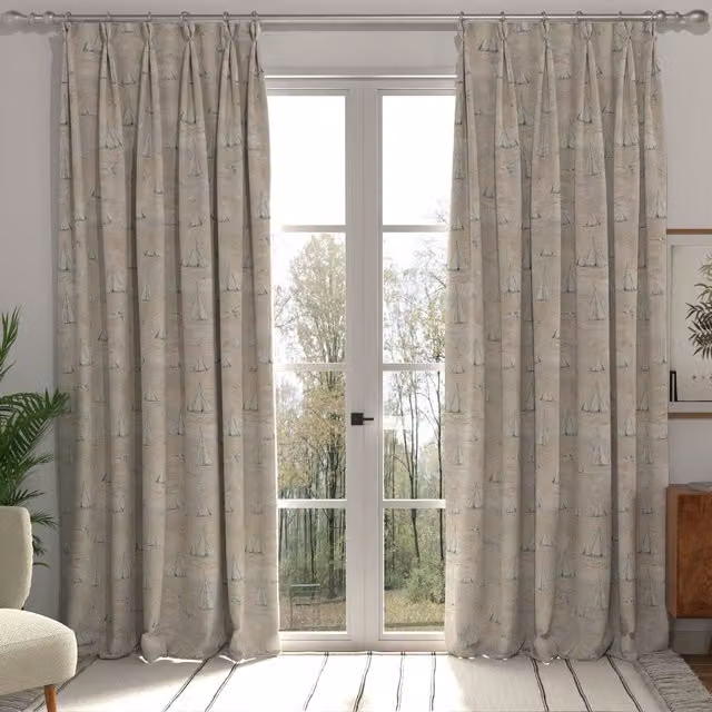 ANTE DECOR Sail Away Made to Measure Blackout Cotton Curtain in Beige