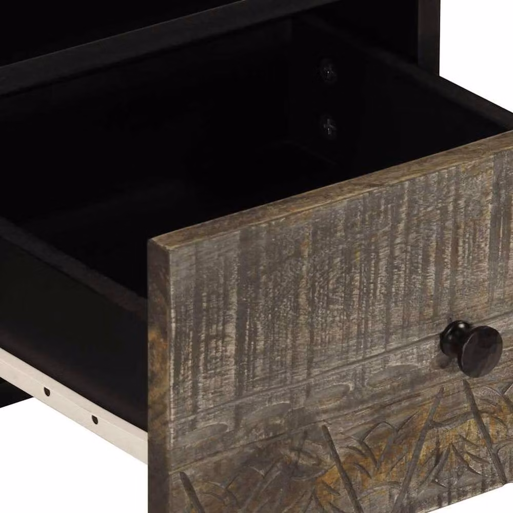 Berkfield Home Light Grey Mango Wood TV Cabinet W: 70 cm, D: 33.5 cm, H: 46 cm – 4