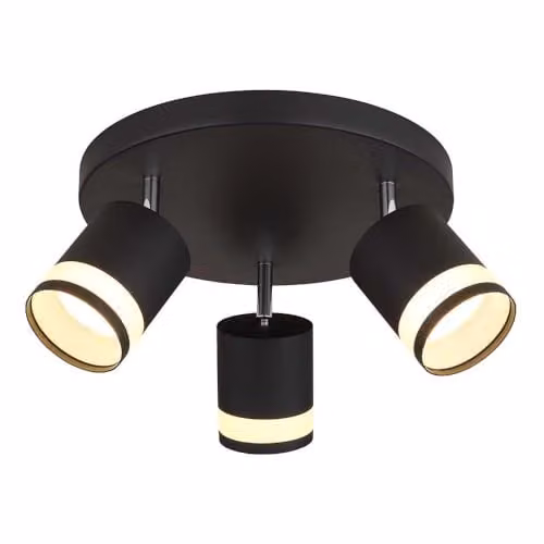 Globo Lighting Lucero Round Adjustable LED Ceiling Spotlight Cluster in Black with 3x GX53 Bulbs