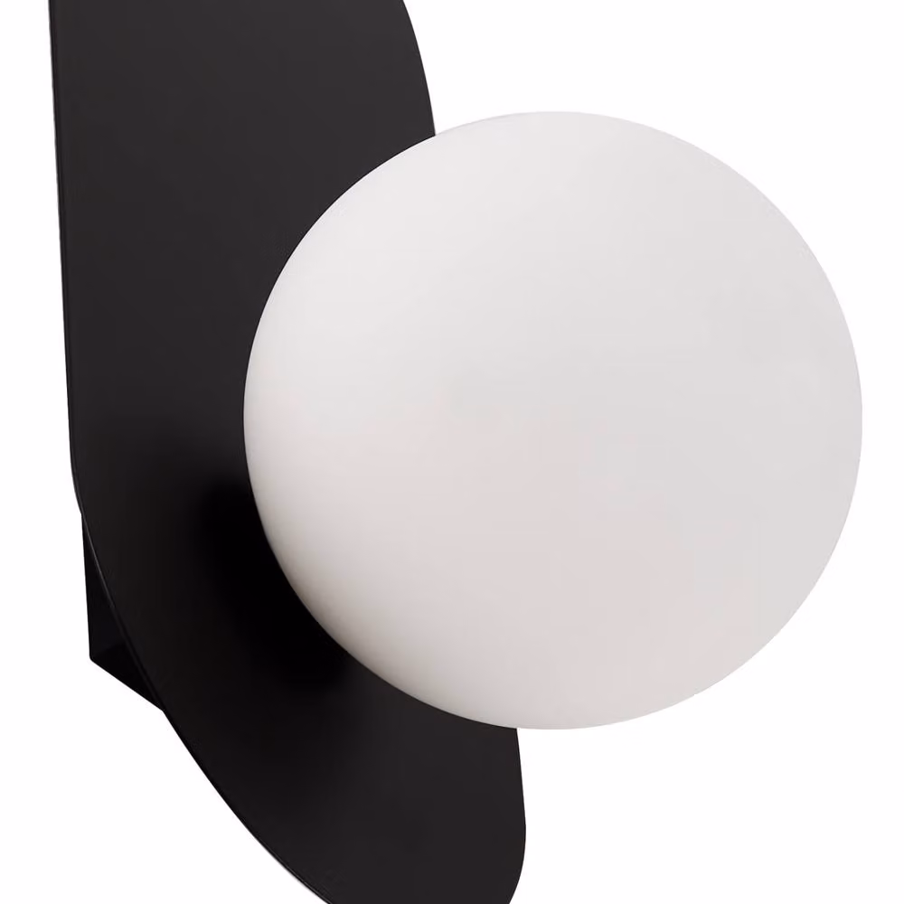 Wyld and Coco Set of 2 Black Metal Wall Lamps with White Opaque Glass Spheres – 4