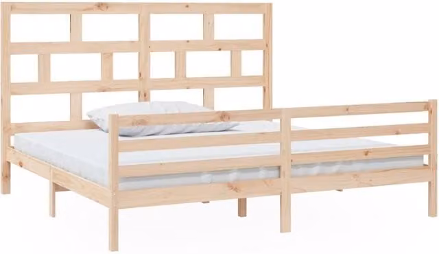 Berkfield Home Solid Wood Pine Bed Frame in Beige, 200 x 200 cm – 1