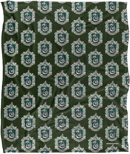 LOGOVISION Harry Potter Slytherin Fleece Throw Blanket, White, Green and Multicolour, W/D/H: 152 x 127 x 1 cm