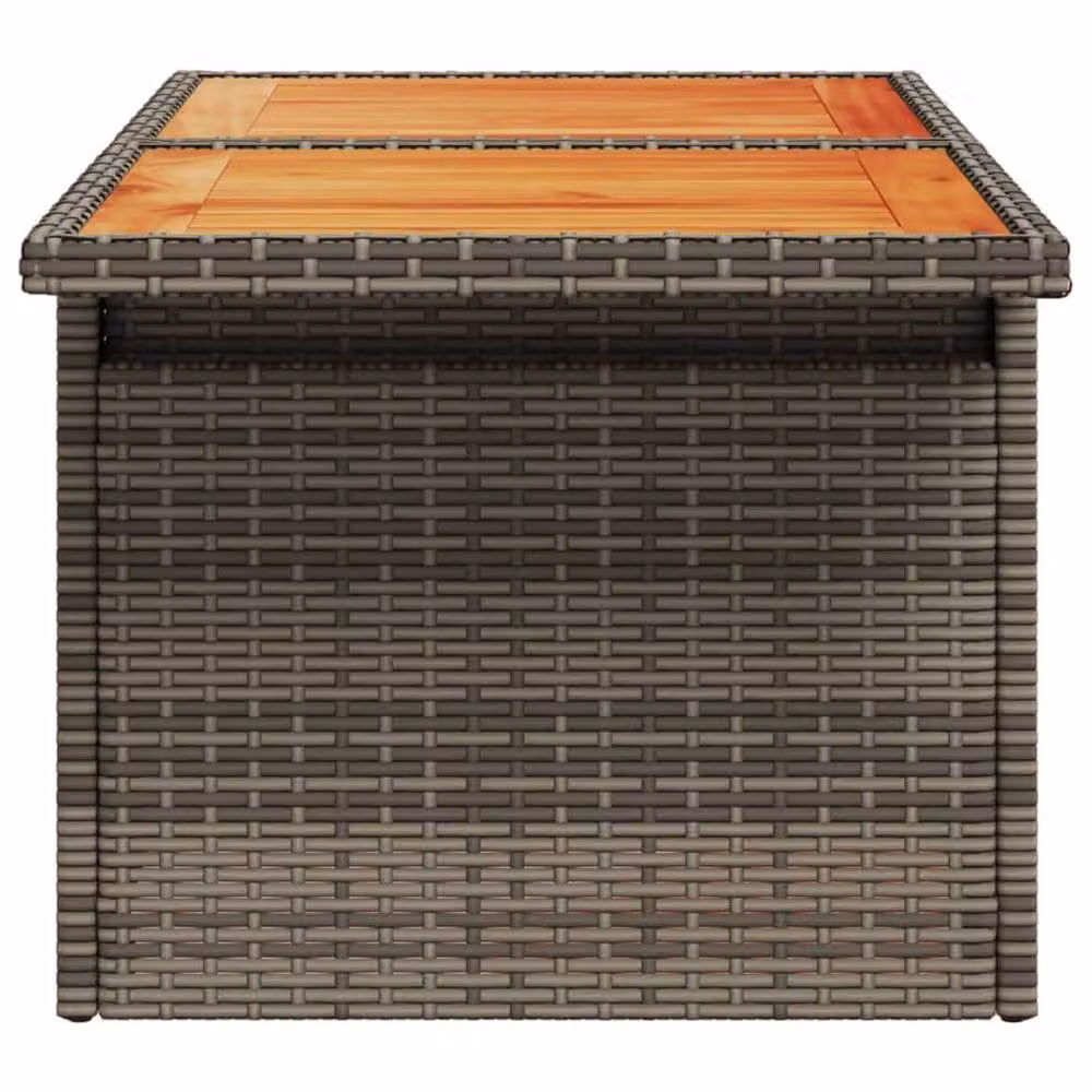 Berkfield Home Grey Poly Rattan and Acacia Wood Garden Table, W/D/H: 100 x 55 x 73 cm – 3