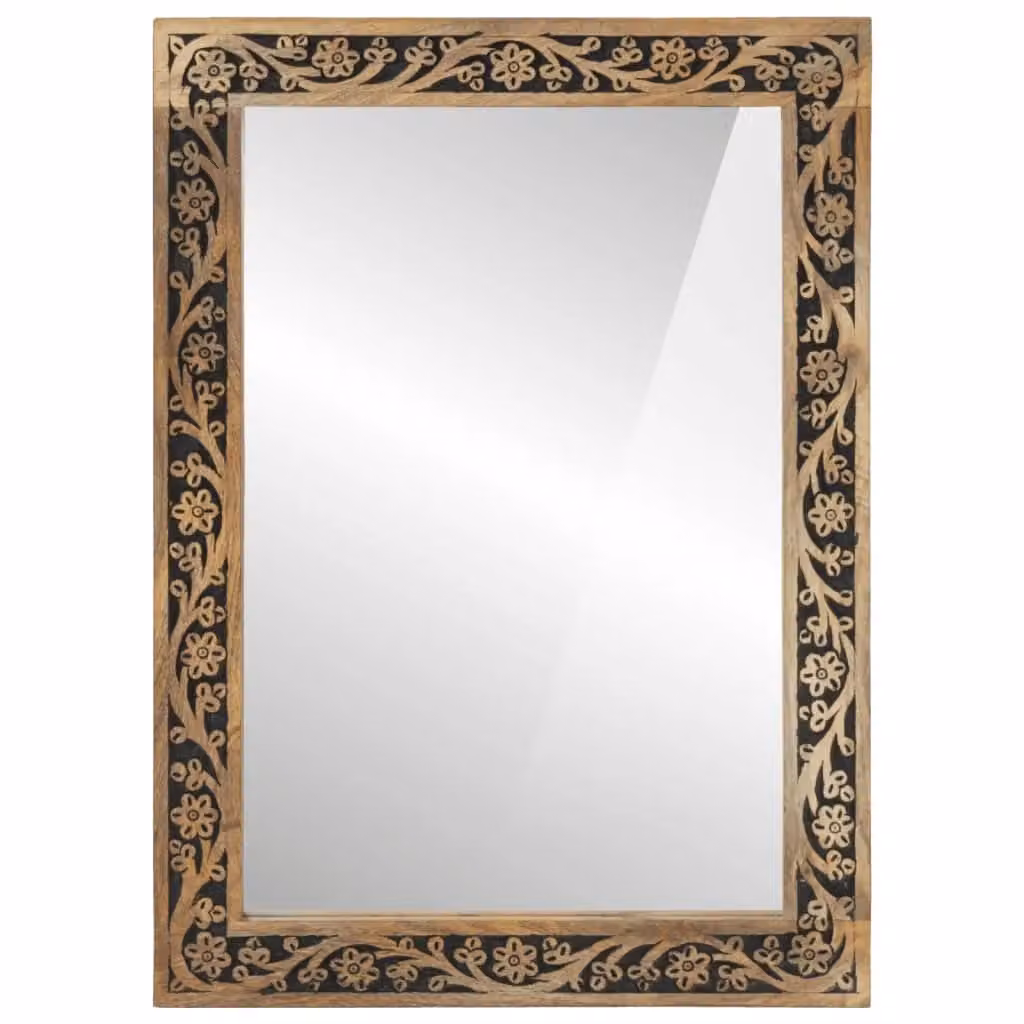 Berkfield Home Retro Rectangular Wall Mirror in Brown, Solid Wood and Glass, W: 50 cm, H: 70 cm, D: 2.5 cm – 2