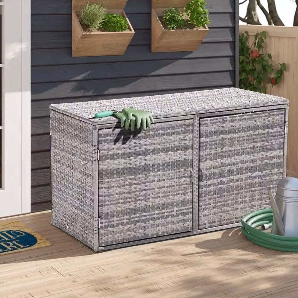 FORGEVIO Grey Lidded PE Rattan Storage Box – 2