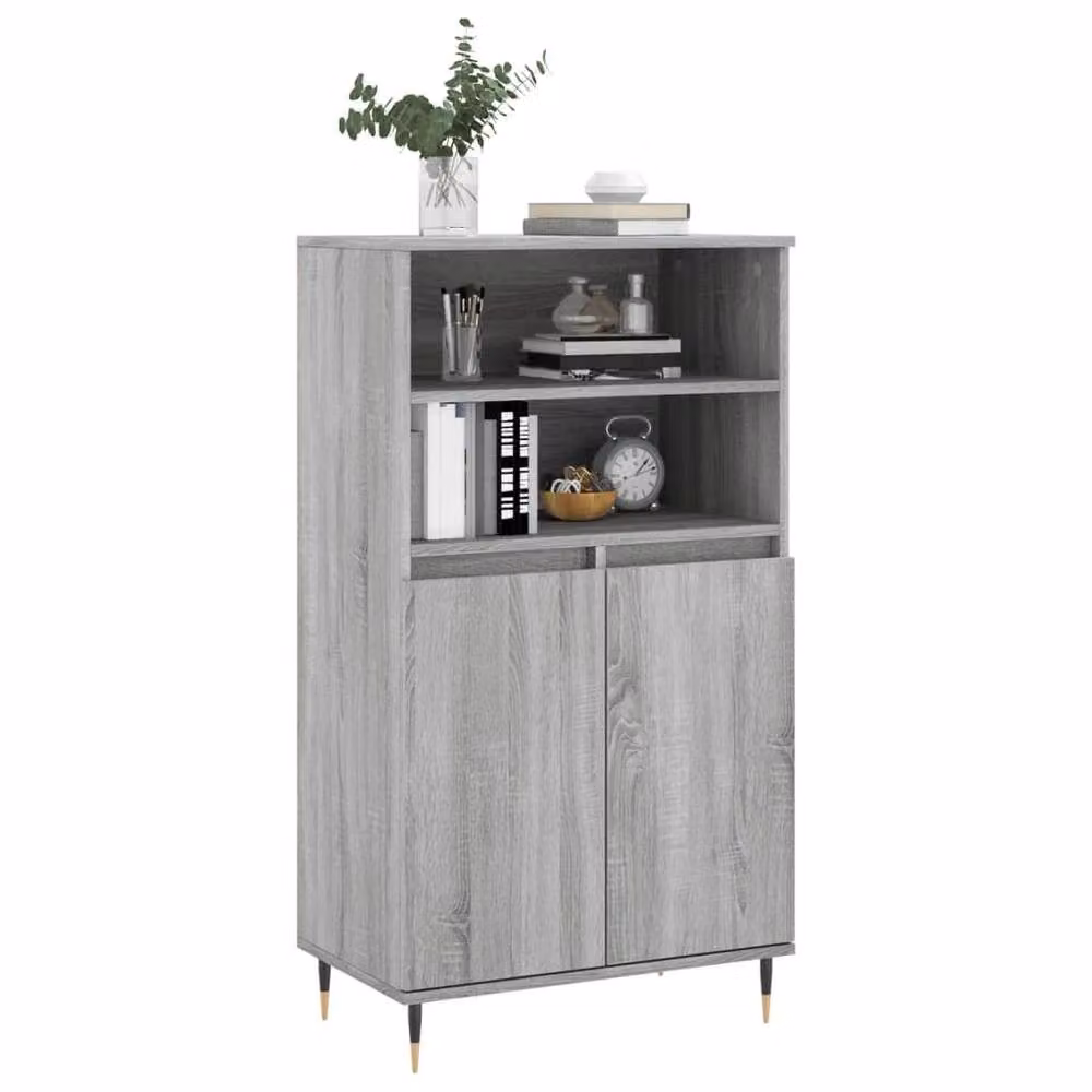 Berkfield Home Grey Sonoma Highboard in Engineered Wood W/D/H: 60 x 36 x 110 cm – 3