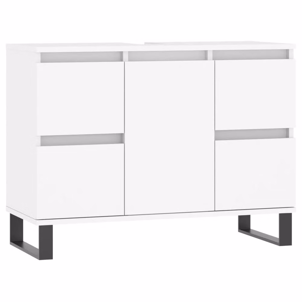 Berkfield Home White Bathroom Cabinet with Doors and Drawers, W/D/H: 80 x 33 x 60 cm
