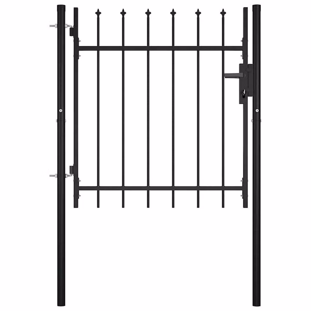 Berkfield Home Black Steel Spear Top Swing Door Fence Gate, W: 100 cm, H: 75 cm – 3
