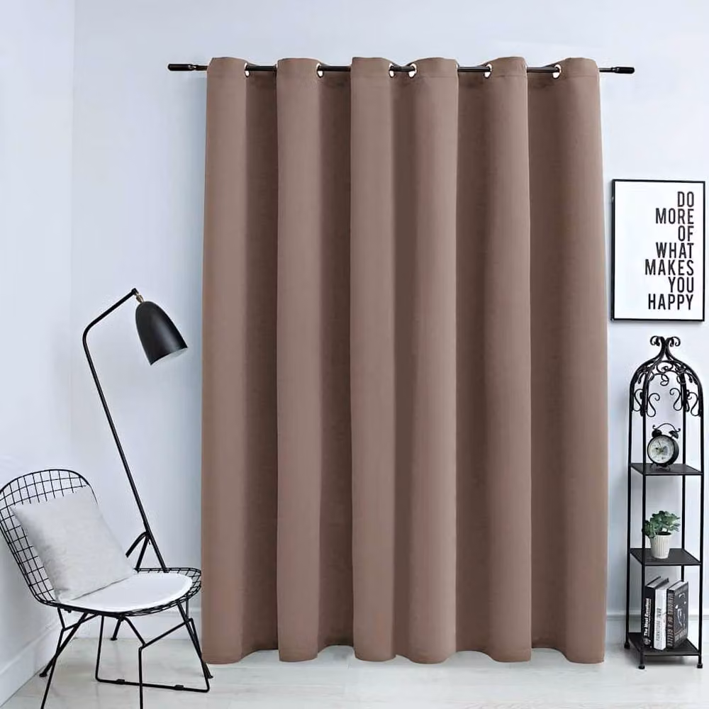 Berkfield Home Blackout Curtain with Metal Rings in Beige, W: 290 cm, H: 245 cm – 2