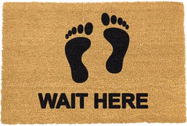 Artsy Mats Wait Here Doormat, Brown, Non-Slip Coir and Natural Rubber