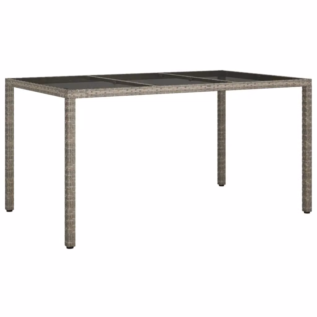 Berkfield Home Grey Poly Rattan and Tempered Glass Extendable Garden Table W/D/H: 150 x 90 x 75 cm – 2