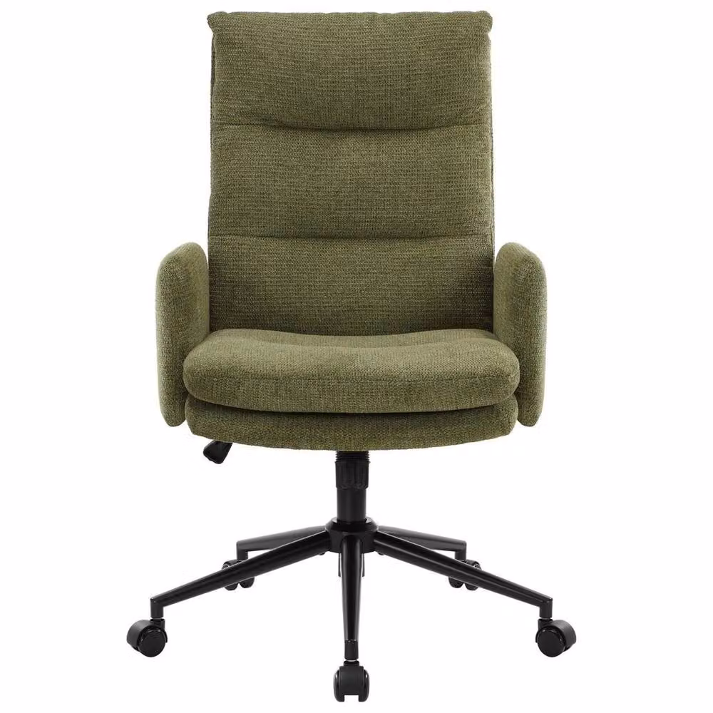 FLAVORA Green Fabric High Back Swivel Adjustable Office Task Chair – 3