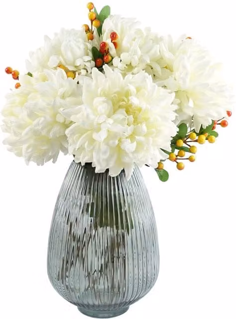 Botanik Modern Round Glass Tabletop Vase in Grey, H 30 cm x W 20 cm
