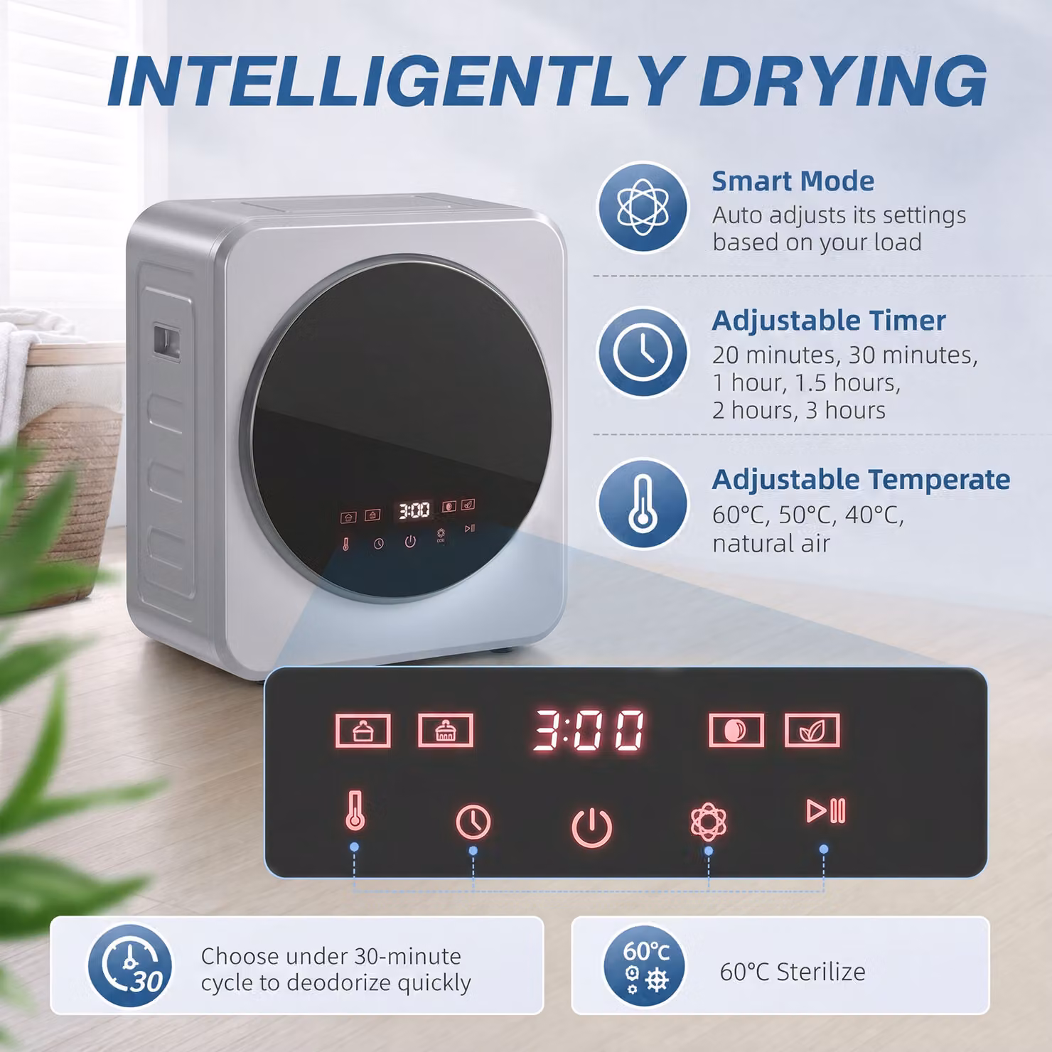 HOMCOM Silver Vented Front Loader Tumble Dryer with 4 kg Capacity and Stainless Steel Tub – 3