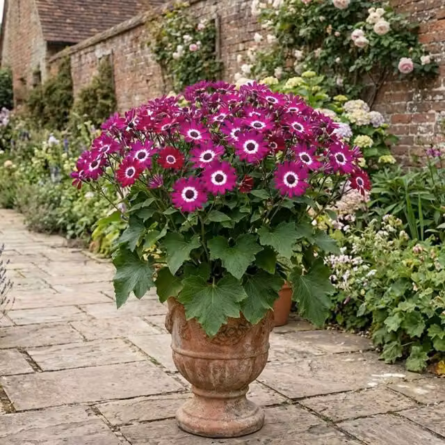Plants By Post Senetti Magenta Bicolour Potted Bedding Plant, Pink and White