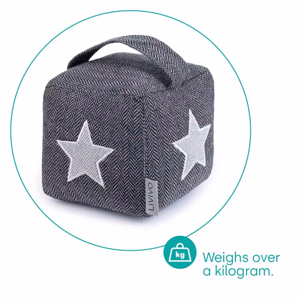 LIVIVO Weighted Star Fabric Door Stopper in Grey and White – 7