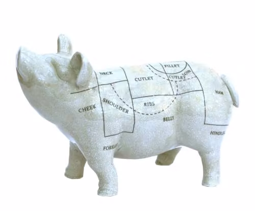 Geko Ceramic Pig Ornament in White and Black, Height: 32 cm – 1