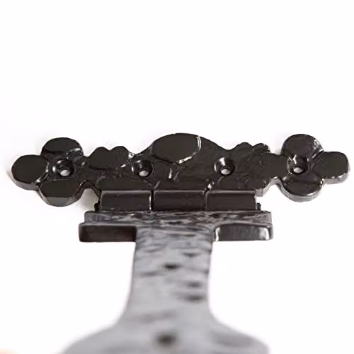 Hammer and Tongs Ornate Iron T-Hinge in Matt Black, Pack of 2 – 2