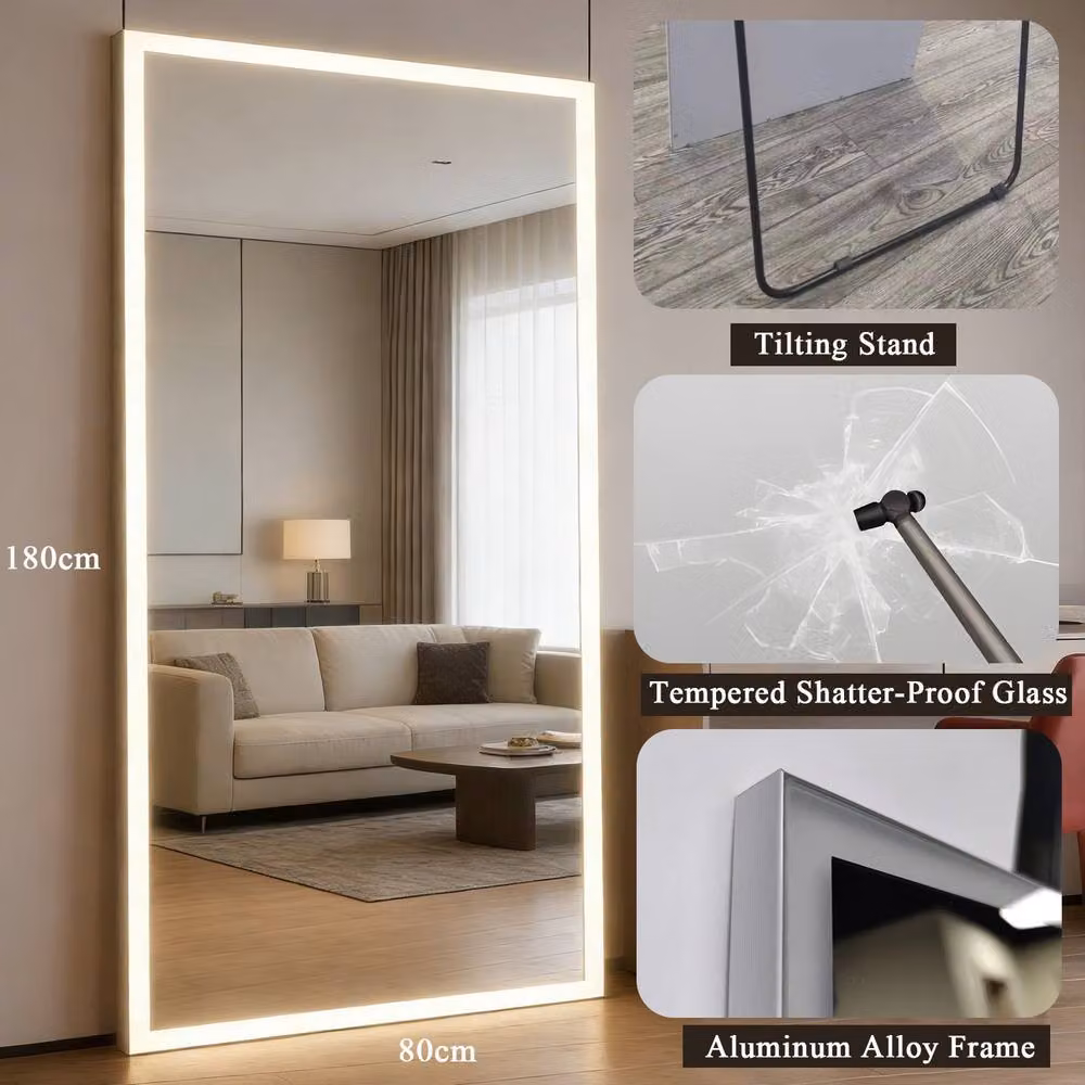 CASSILANDO White LED Full Length Mirror with Dimmable Colour and Brightness, H 180 cm x W 80 cm – 3