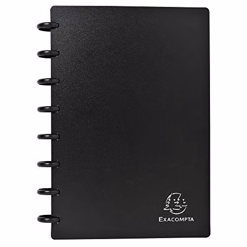 Exacompta Opaque Business Card Holder in Black with Removable Polypropylene Pockets, W: 16.0 cm, H: 21.0 cm