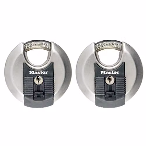Master Lock Pack of 2 Silver Stainless Steel Discus Padlocks, 70mm – 1