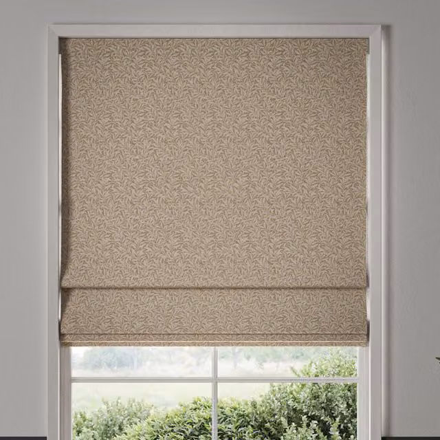 William Morris Willow Bough Floral Blackout Roman Blind in Barley Beige