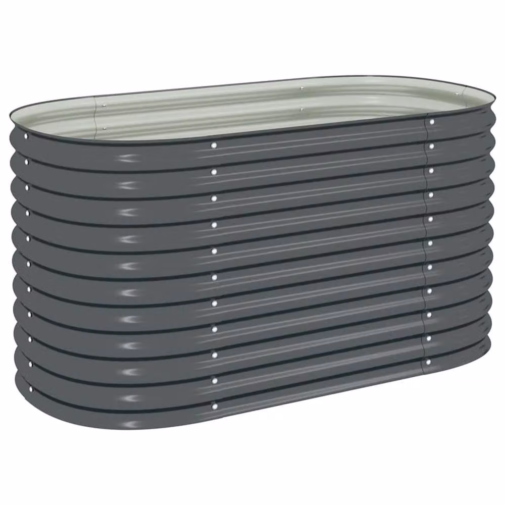 Berkfield Home Garden Galvanised Steel Raised Bed in Grey, W: 80 cm, D: 160 cm, H: 81 cm – 2