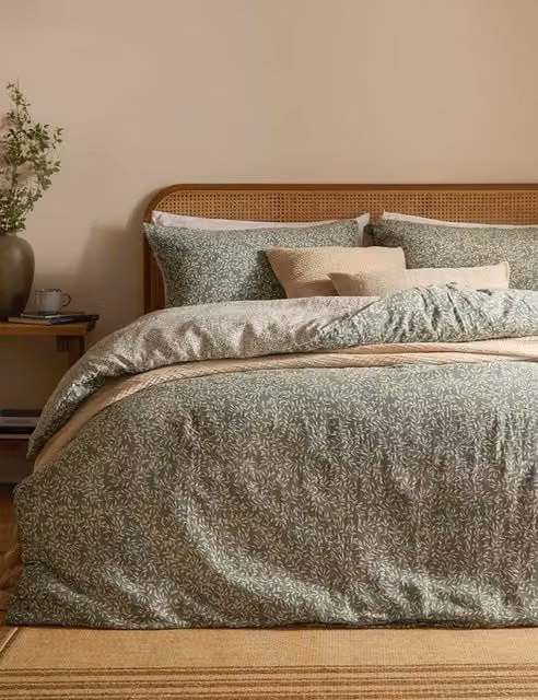 YARD Perrie Leaf Green Mix Pure Cotton Muslin Bedding Set, 200 x 200 cm