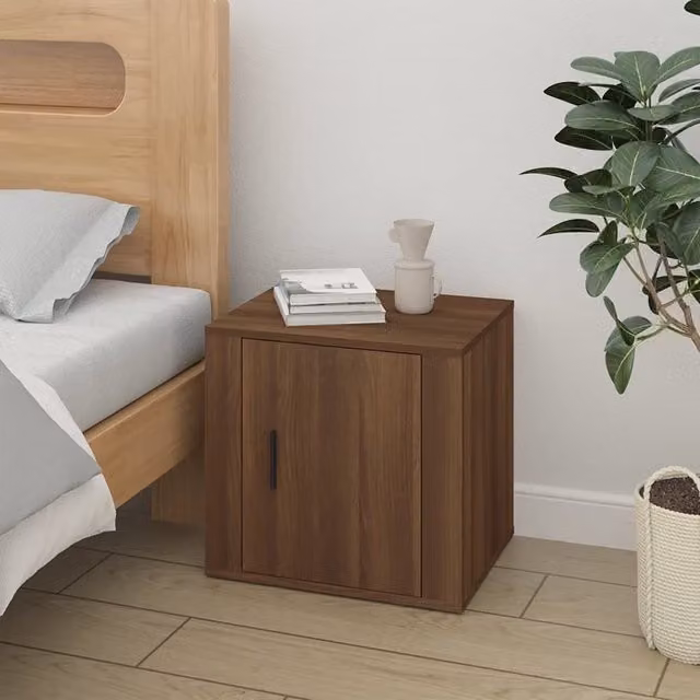 Berkfield Home Modern Brown Oak Bedside Cabinet W: 50 cm, D: 39 cm, H: 47 cm – 1