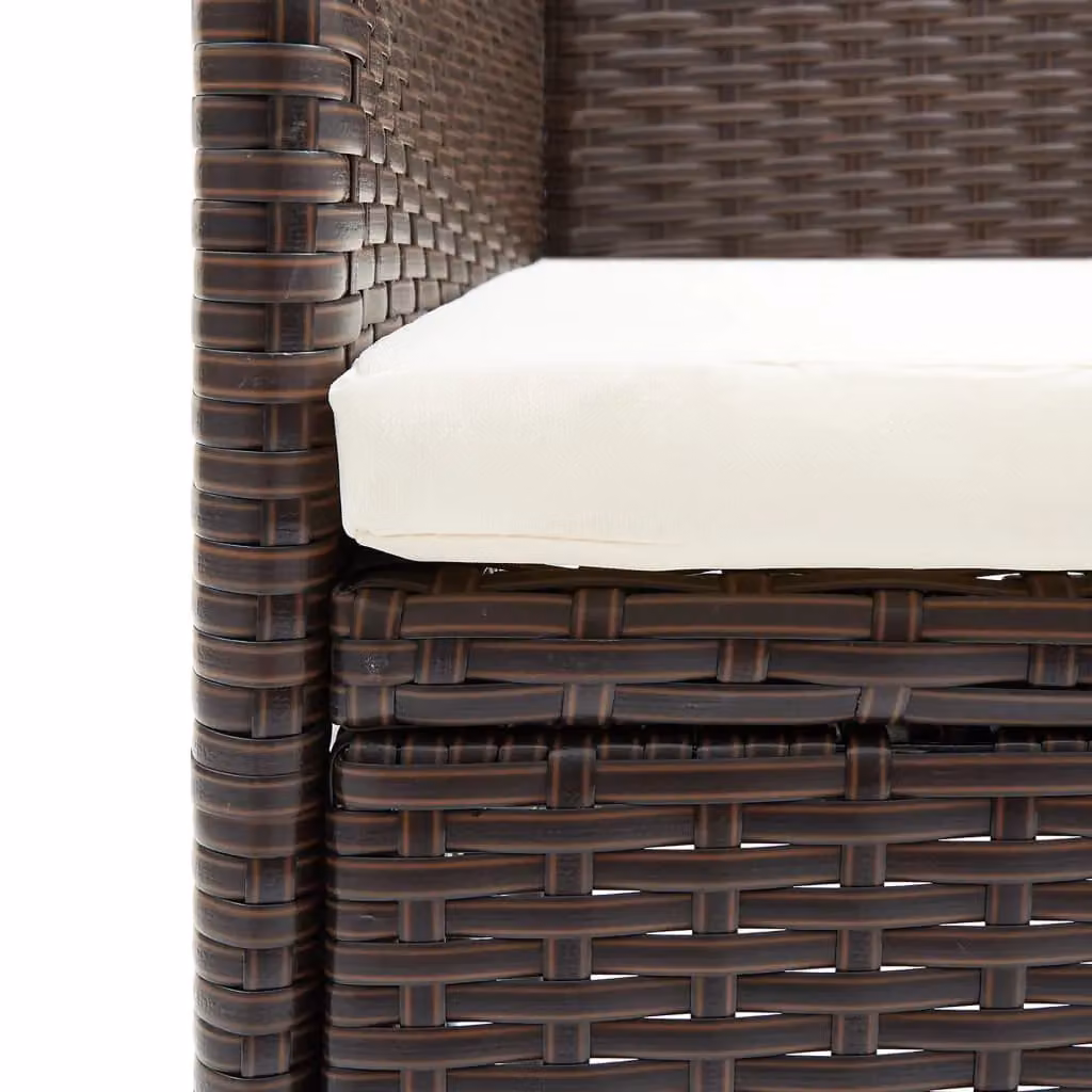Berkfield Home Set of 4 Modern Brown Poly Rattan and Metal Garden Dining Chairs – 3
