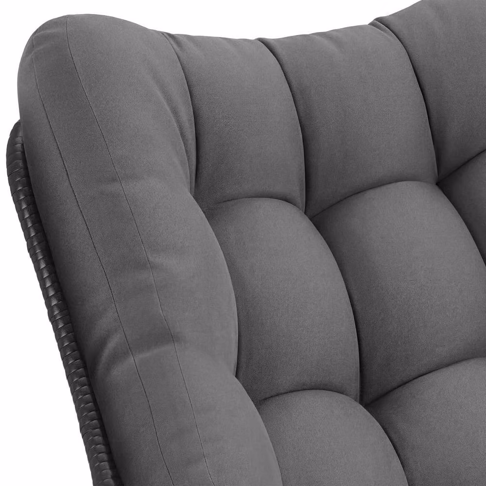 tectake Tami Rocking Chair in Grey with Upholstered Cushions and Powder Coated Steel Frame – 5