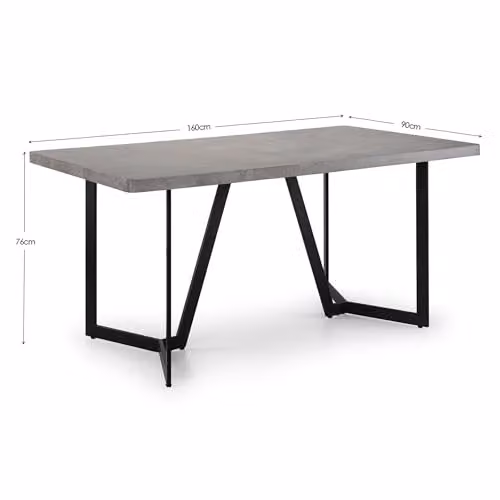 Julian Bowen Miller Rectangular Concrete Effect Dining Table in Black and Grey, H76 x W160 x D90 cm – 2